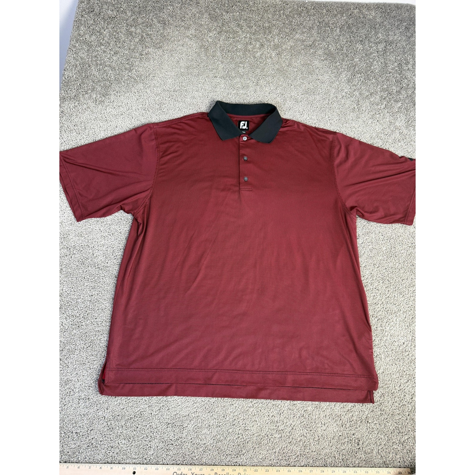 Footjoy Polo Shirt Mens 2xl Red Polyester/Spandex Check Stretch Golf Performance